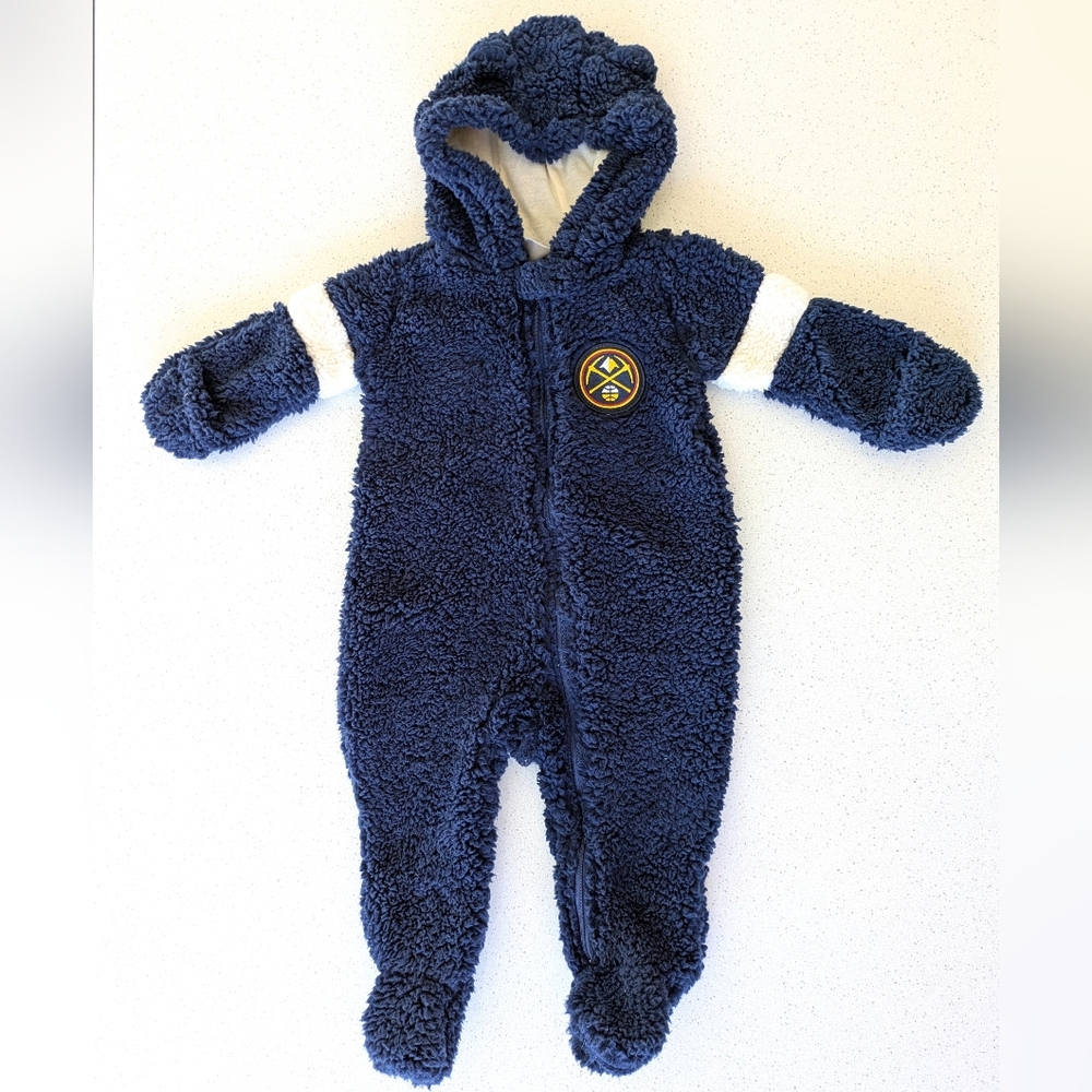 NBA Navy Blue Fleece Kids Footie With Ears - Denver Nuggets Basketball